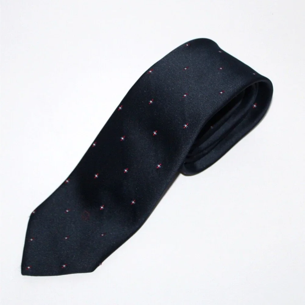 Christian Dior Vintage Necktie Dark Blue logo 58